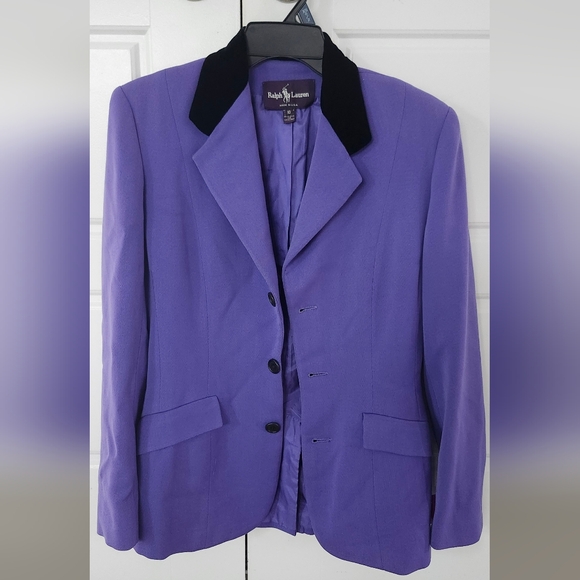 Ralph Lauren Purple Label Vintage 100% Wool Blazer Size 10 (Fit Like 6-8) Purple - Picture 1 of 5